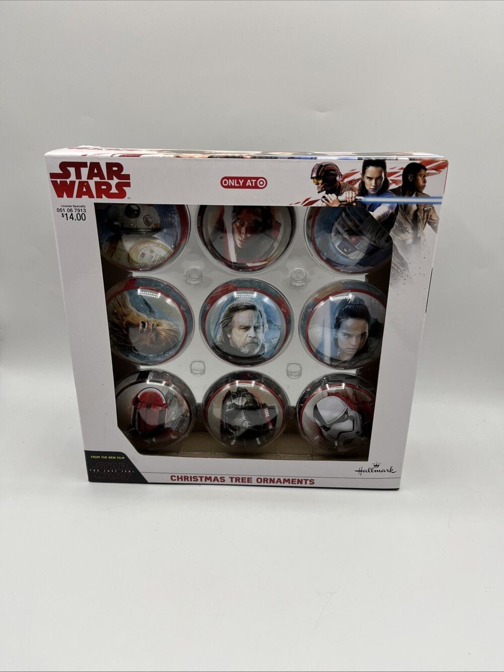 9 Hallmark/Target Star Wars Last Jedi Metal Christmas Tree Ornaments New In Box!